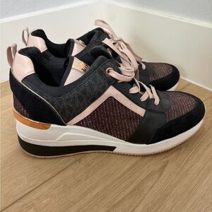 Michael Kors Black and Blush Metallic Platform Sneakers